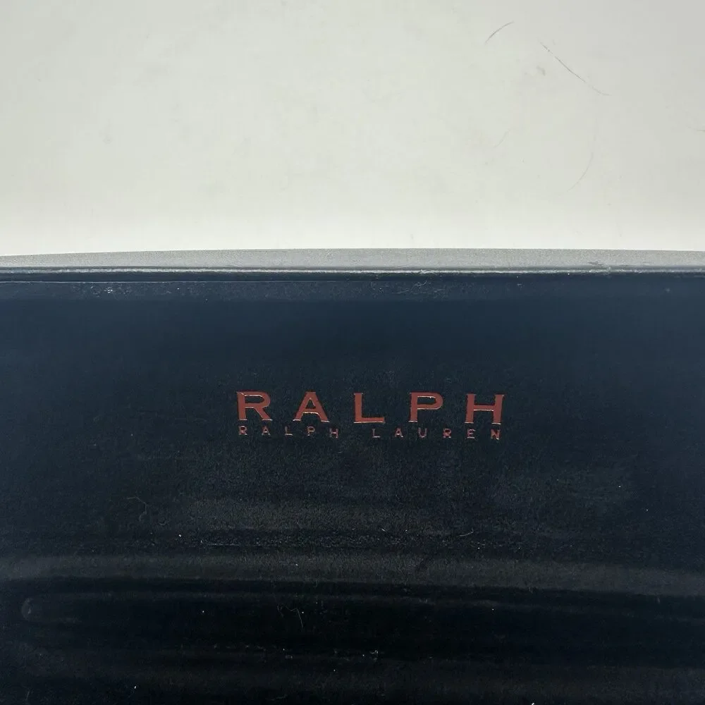 Ralph Lauren Glasses Case Black Leather Hard Clamshell Eyeglasses Case